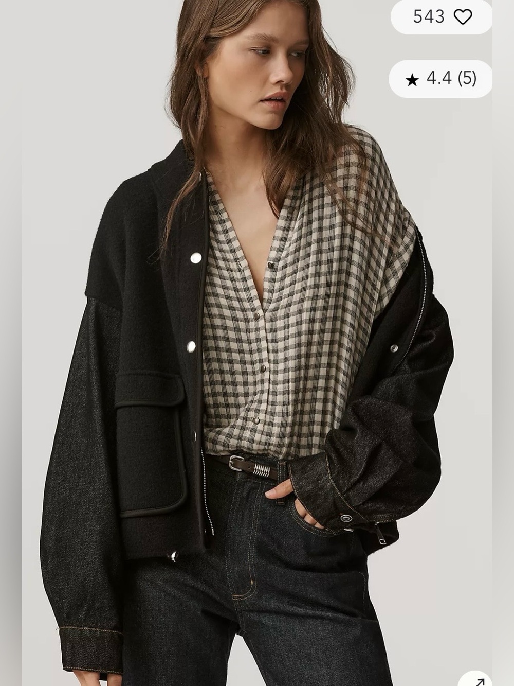 NWT Pilcro Denim & Sweater Mix Oversized
Bomber Jacket Sz M